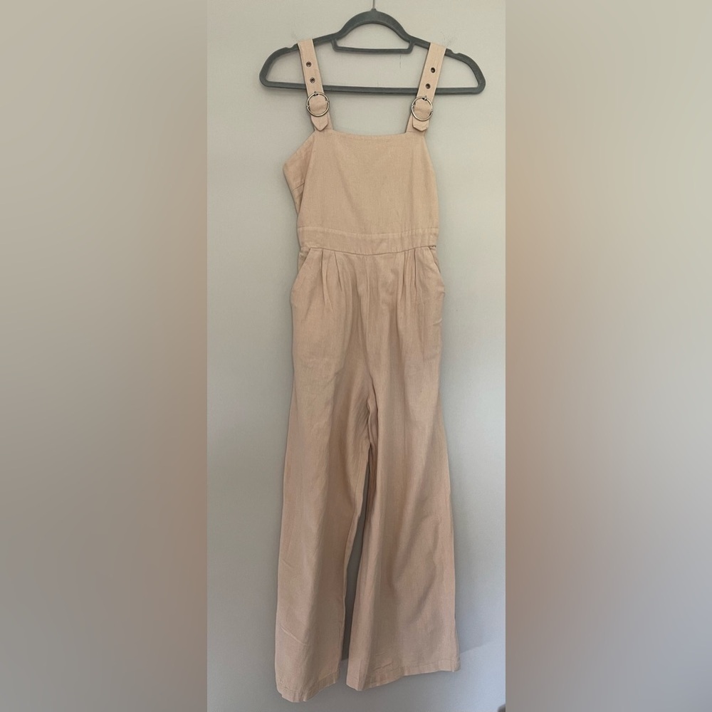 Japna Wide-Leg Strap Jumpsuit Cotton/Linen Blend